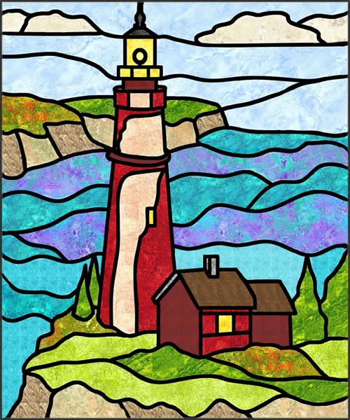 Lighthouse 1 Stained Glass Quilt Pattern PES-103 - Paper Pattern