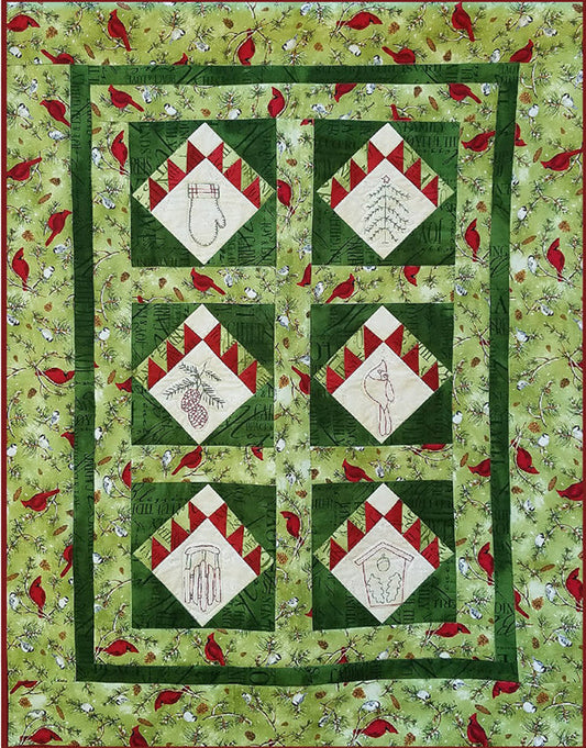 Christmas on Cardinal Mountain Wall Hanging PG-109e - Downloadable Pattern