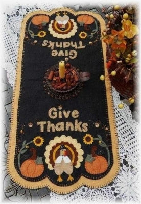 Give Thanks Penny Rug Table Runner PLP-128e - Downloadable Pattern