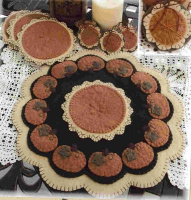 Easy as Pumpkin Pie Penny Rug Candle Mat Set PLP-136e  - Downloadable Pattern