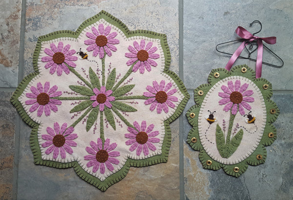 Summer Blossoms - Coneflowers Table Mat & Mini Mat PLP-254e - Downloadable Pattern