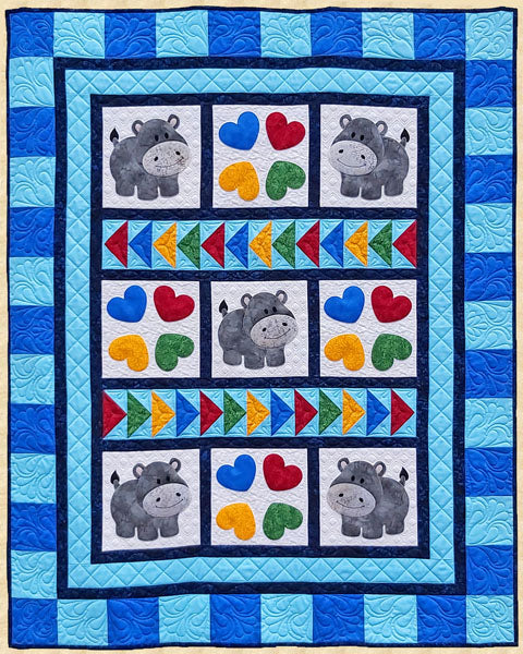 Happy Hippo Hop Quilt PPP-053e - Downloadable Pattern