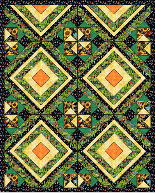 Garden Geckos Quilt PS-916e - Downloadable Pattern