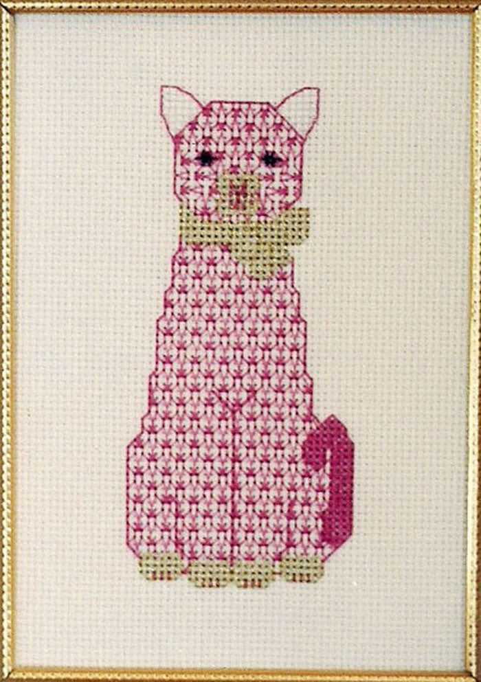 The Pink Cat Cross Stitch PS-9708e - Downloadable Pattern