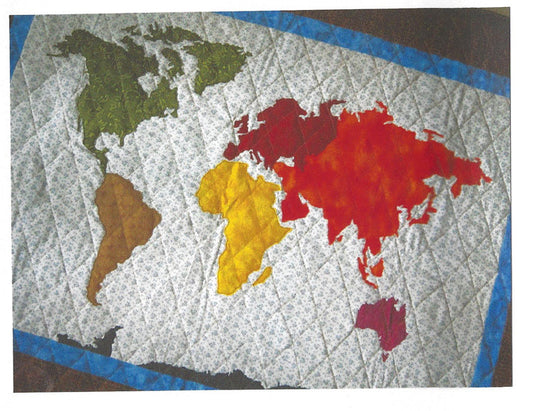 Our World Patchwork Map Quilt QBE-109e - Downloadable Pattern