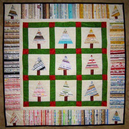 Selvage Christmas Trees Quilt QBE-116e - Downloadable Pattern