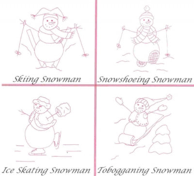 Snowmen Sports Embroidery QLD-113e - Downloadable Pattern