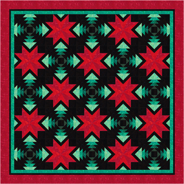 Poinsettia & Pine Quilt TTQ-113e - Downloadable Pattern