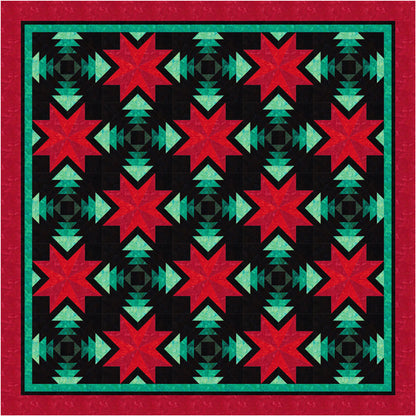 Poinsettia & Pine Quilt TTQ-113e - Downloadable Pattern