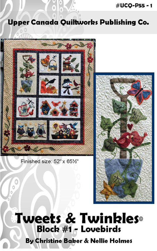 Tweets & Twinkles BOM - Lovebirds Block 1 Quilt Pattern UCQ-P551 - Paper Pattern