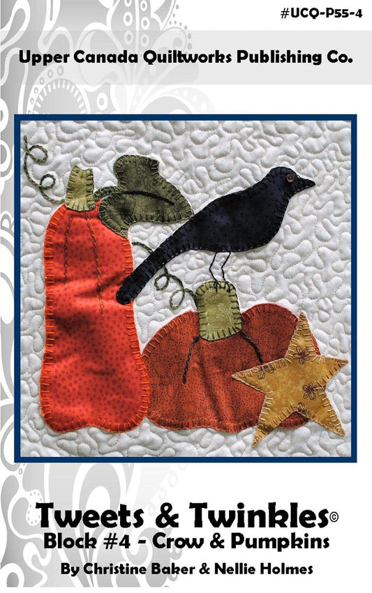 Tweets & Twinkles BOM - Block 4 Crow & Pumpkin UCQ-P554e - Downloadable Pattern